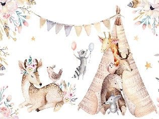 Papier peint panoramique chambre enfant craquant animaux, XXL, tendance