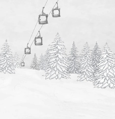 Papier peint montagne télécabine noir & blanc