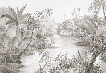 Papier peint panoramique jungle pittoresque, XXL, tendance