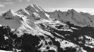 Papier peint montagne noir et blanc les Aravis, mural concept, tendance