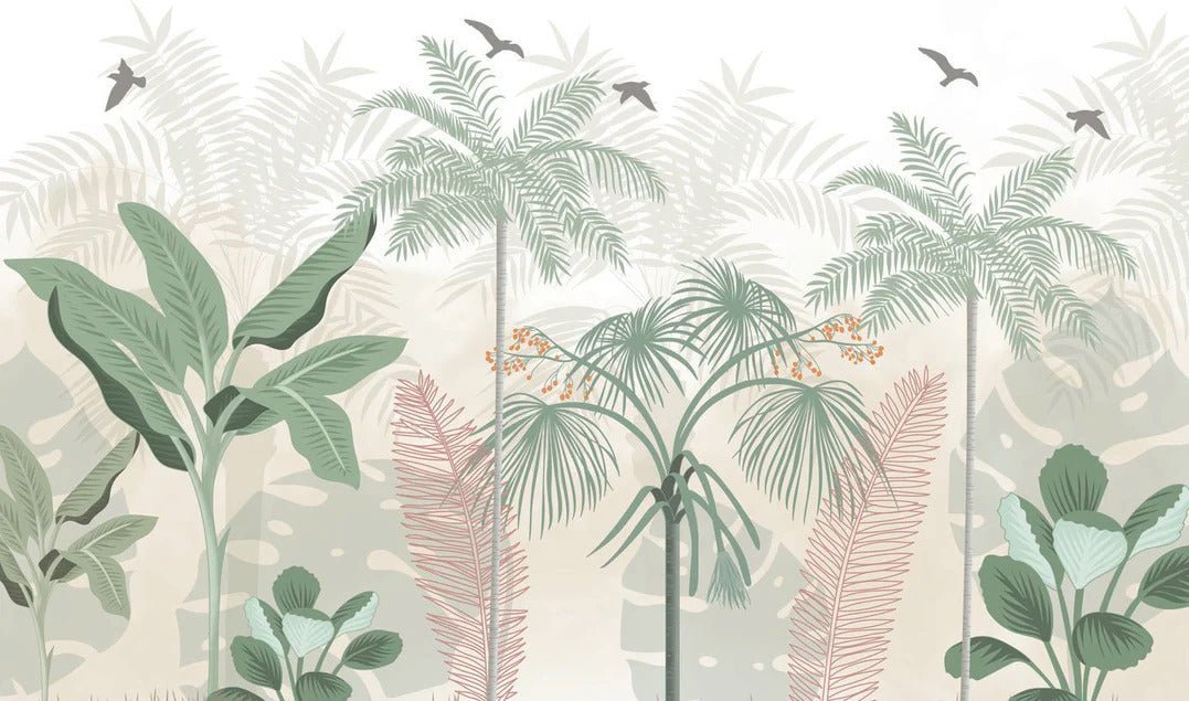 Papier peint panoramique jungle pastel, XXL, tendance