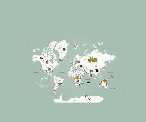 Papier peint Carte du monde en Francais enfant vert, XXL, tendance