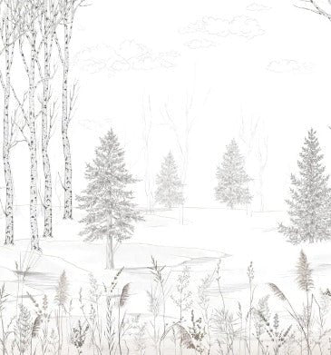 Papier peint noir et blanc douceur des bois