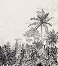 Papier peint héritage tropical noir et blanc