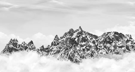 Papier peint noir et blanc toile des Cimes Mont blanc