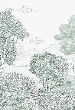 Papier peint panoramique Forêts et Monts vert