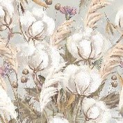 Panoramic cotton flower wallpaper