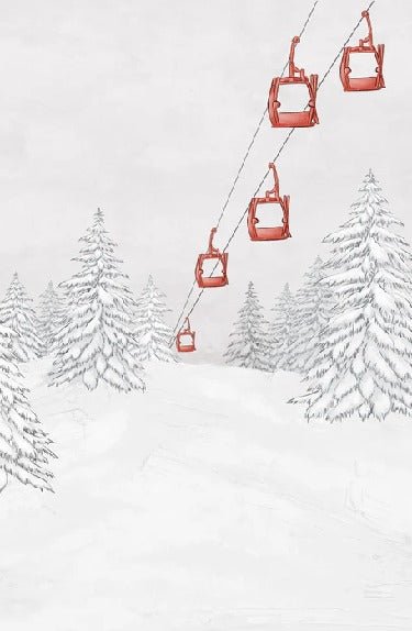 Papier peint montagne télécabine rouge