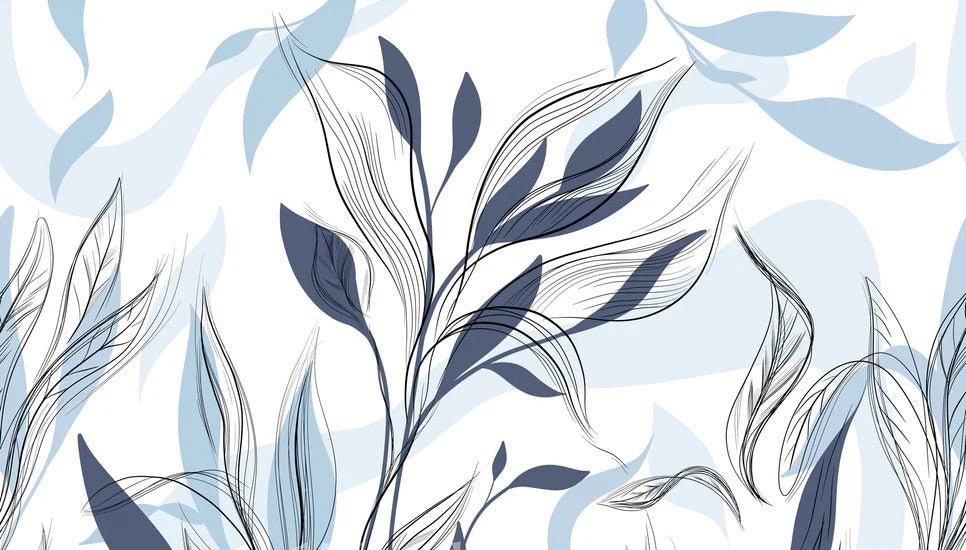 Blue graphic flower wallpaper