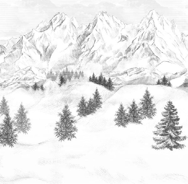 Papier peint montagne sommets de Chamonix, XXL, tendance