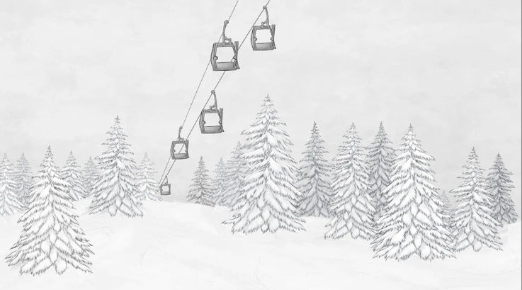 Papier peint montagne télécabine noir & blanc