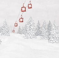 Papier peint montagne télécabine rouge