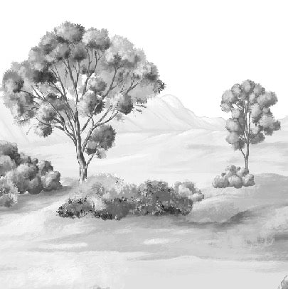Papier peint paysage poétique noir et blanc