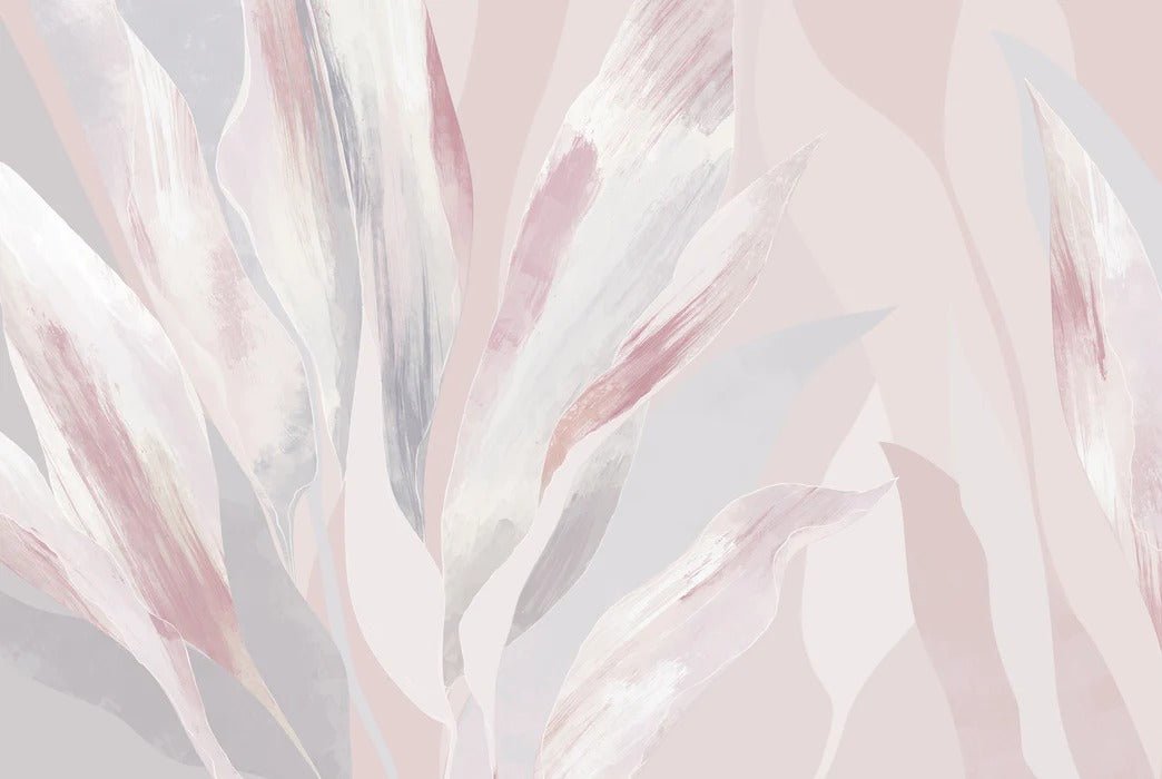 Papier peint étoffe florale rose poudré