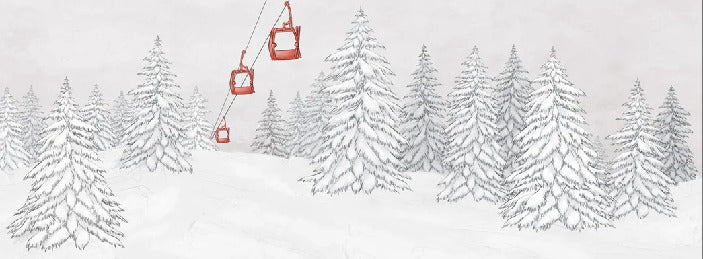 Papier peint montagne télécabine rouge