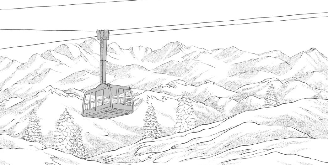 Papier peint La Plagne télécabine noir et blanc, XXL, tendance