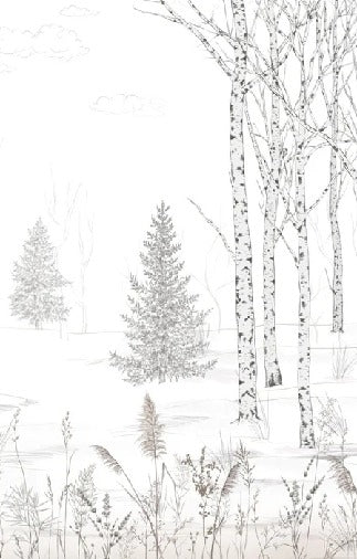 Papier peint noir et blanc douceur des bois
