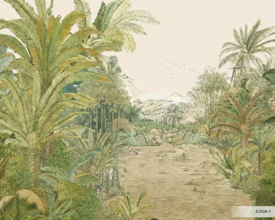 Papier peint exotique paradis vert