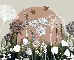 Papier peint panoramique illustration florale