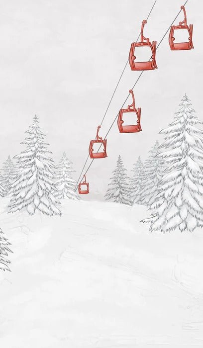 Papier peint montagne télécabine rouge