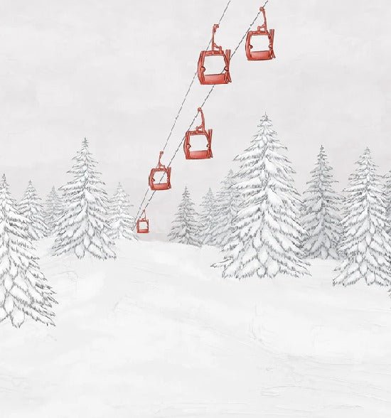 Papier peint montagne télécabine rouge
