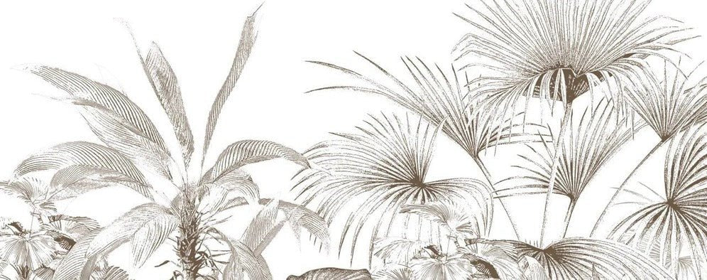 Papier peint tropical gravure monochrome, XXL, tendance