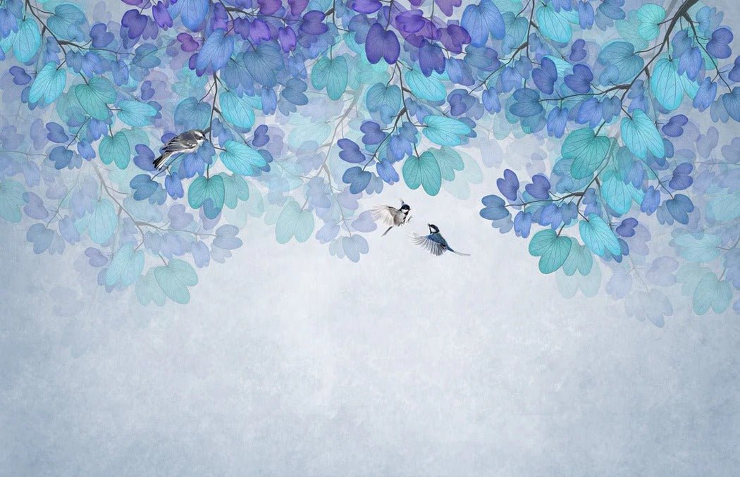 Blue leaf wallpaper
