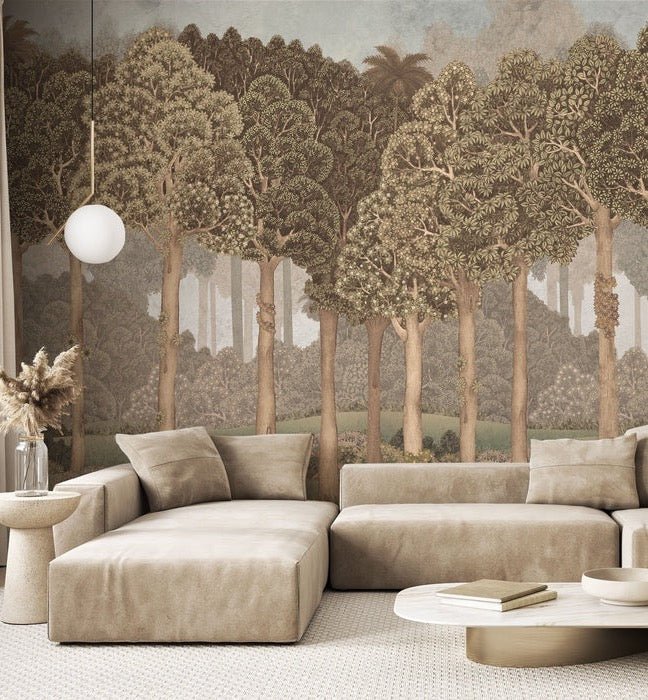 Large trees illustrated wallpaper