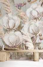 Papier peint panoramique fleur coton