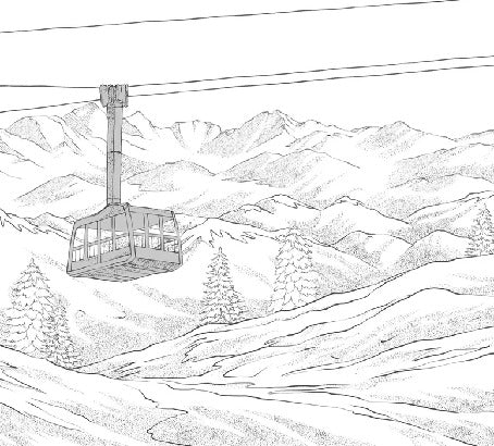 La Plagne télécabine black and white wallpaper
