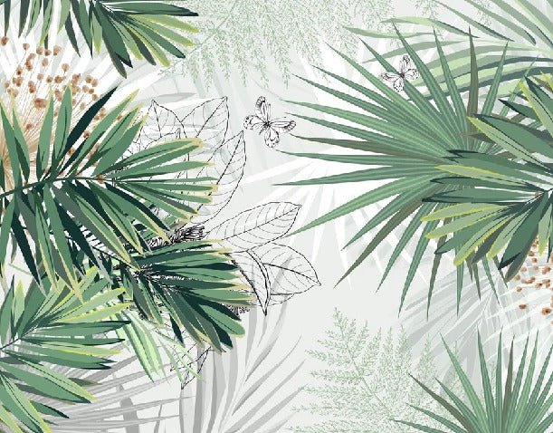 Panoramic nature green palm wallpaper