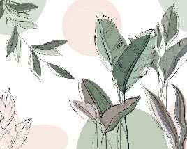 Papier peint panoramique végétal graphique vert, XXL, tendance