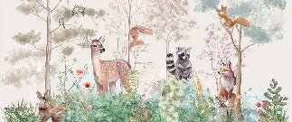 Papier peint chambre enfant nature magique beige