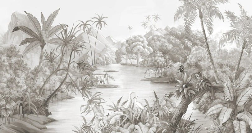 Papier peint panoramique jungle pittoresque
