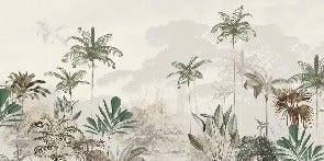 Papier peint panoramique jungle eden vert, mural concept, tendance