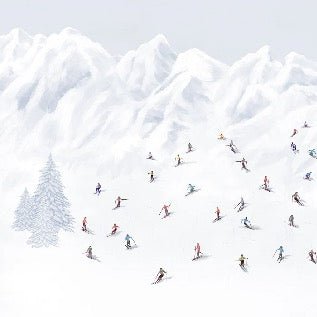 Papier peint montagne skieurs colorés, XXL, tendance