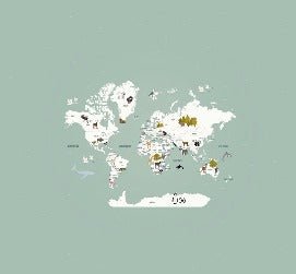 Papier peint Carte du monde en Francais enfant vert