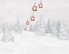 Papier peint montagne télécabine rouge