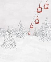 Papier peint montagne télécabine rouge