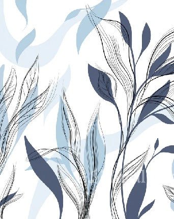 Blue graphic flower wallpaper
