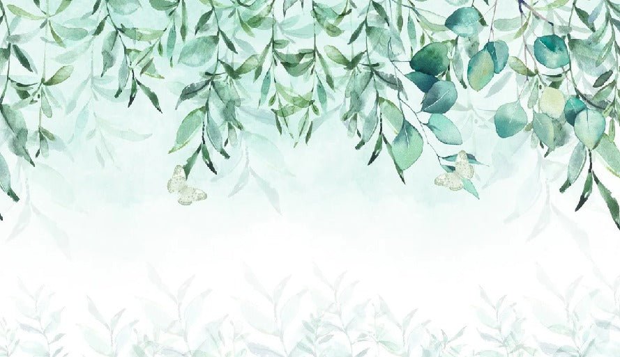 Papier peint tête de lit végétale eucalyptus