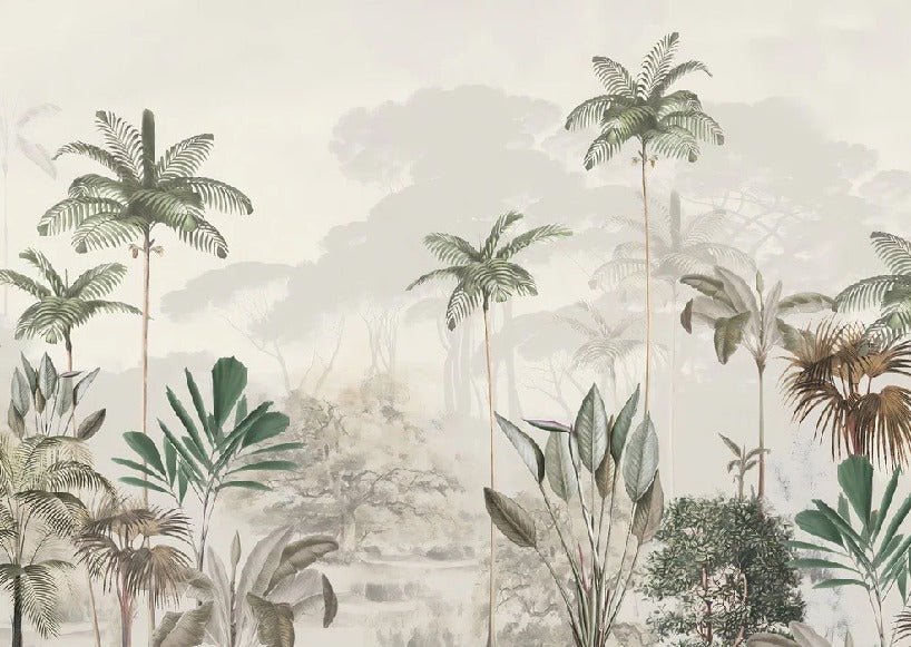 Panoramic jungle eden green wallpaper