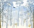 Papier peint nature forêt bleu & fraîcheur de l'aube