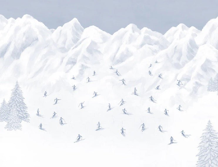 Papier peint montagne skieurs bleu