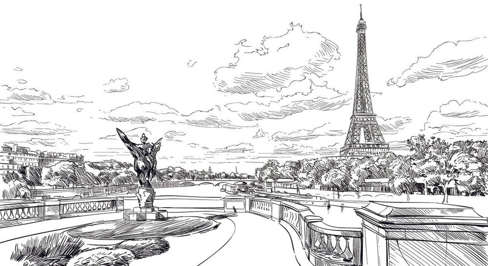 Papier peint pont Bir Hakeim vue tour Eiffel, XXL, tendance