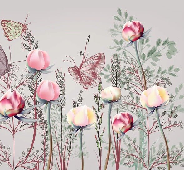 Panoramic flower & tulip wallpaper