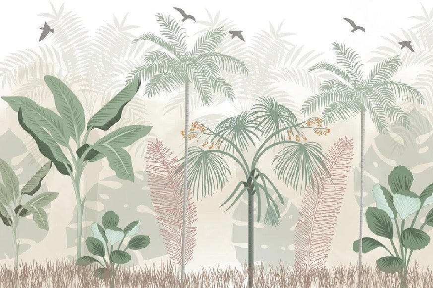 Papier peint salle de bain jungle pastel, XXL, tendance