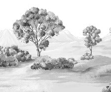 Papier peint paysage poétique noir et blanc