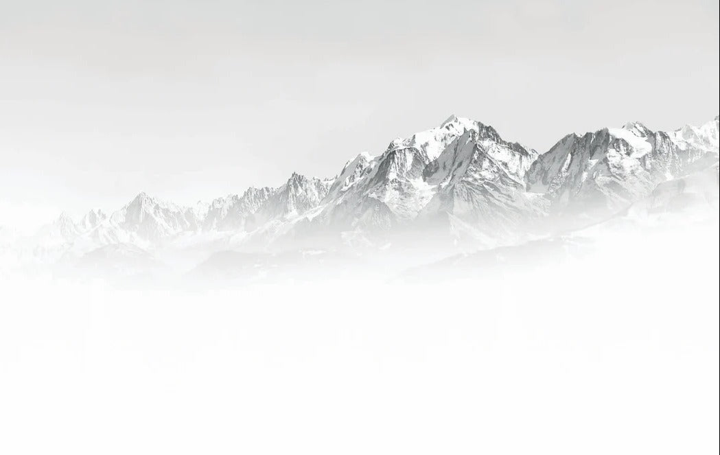Mont Blanc in the mist black and white wallpaper