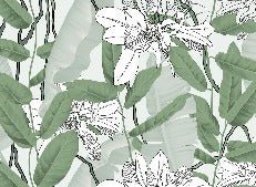 Papier peint feuillage nature vert fleur NB